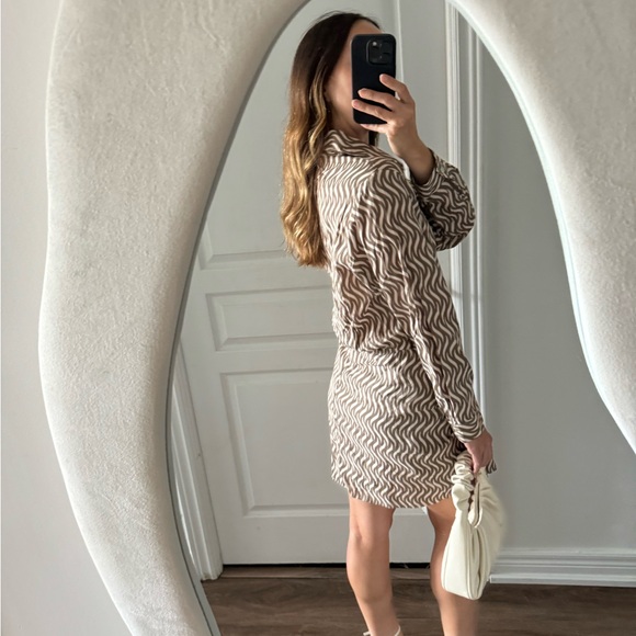 Zara Print Shirt Dress with Front Tie - Picture 3 of 6